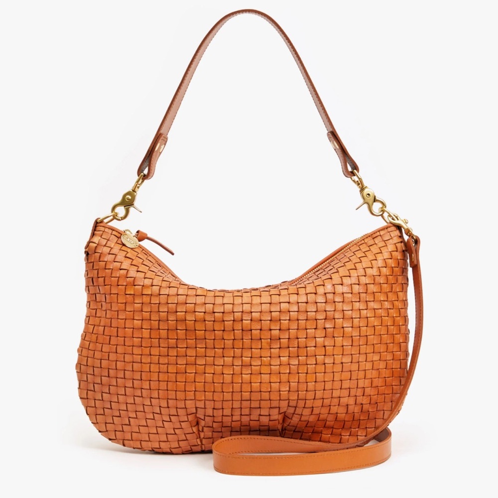 Clare V Moyen Messenger Tan Woven Leather Bag